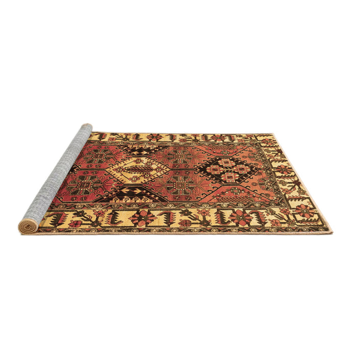 Sideview of Machine Washable Persian Brown Traditional Rug, wshtr4327brn