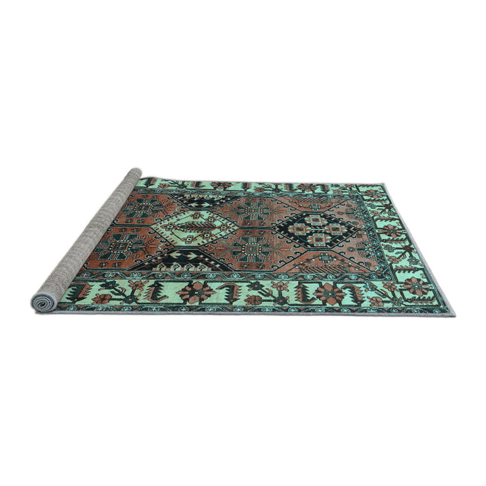 Sideview of Machine Washable Persian Light Blue Traditional Rug, wshtr4327lblu