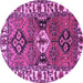 Round Machine Washable Persian Purple Traditional Area Rugs, wshtr4327pur