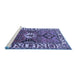 Sideview of Machine Washable Persian Blue Traditional Rug, wshtr4327blu