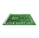 Sideview of Machine Washable Persian Emerald Green Traditional Area Rugs, wshtr4327emgrn