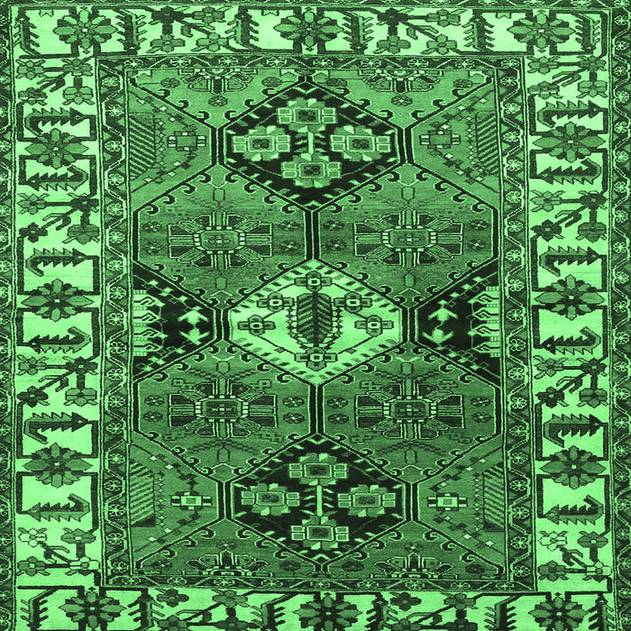 Square Persian Emerald Green Traditional Rug, tr4327emgrn