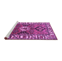 Sideview of Machine Washable Persian Purple Traditional Area Rugs, wshtr4327pur