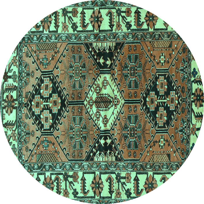 Round Persian Turquoise Traditional Rug, tr4327turq