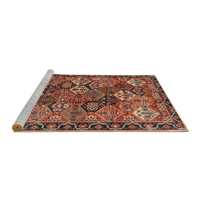 Sideview of Machine Washable Traditional Saffron Red Rug, wshtr4328