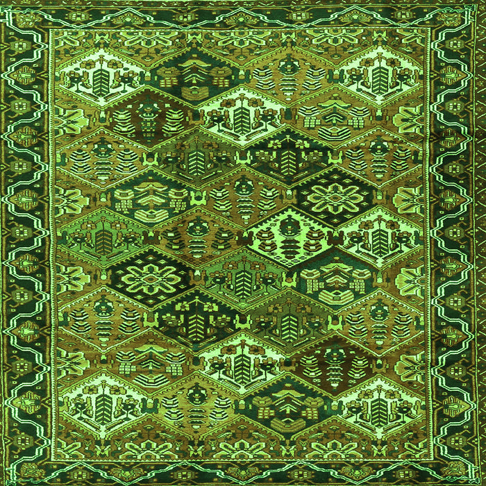Round Machine Washable Persian Green Traditional Area Rugs, wshtr4328grn
