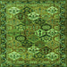 Round Machine Washable Persian Green Traditional Area Rugs, wshtr4328grn