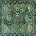 Square Persian Turquoise Traditional Rug, tr4328turq