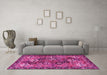 Machine Washable Persian Pink Traditional Rug in a Living Room, wshtr4328pnk