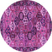 Round Persian Purple Traditional Rug, tr4328pur