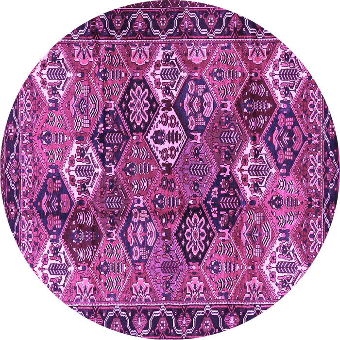 Round Machine Washable Persian Purple Traditional Area Rugs, wshtr4328pur