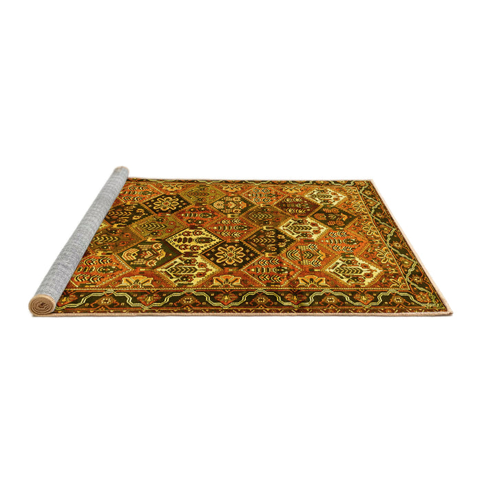 Sideview of Machine Washable Persian Yellow Traditional Rug, wshtr4328yw