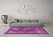 Machine Washable Persian Purple Traditional Area Rugs in a Living Room, wshtr4328pur