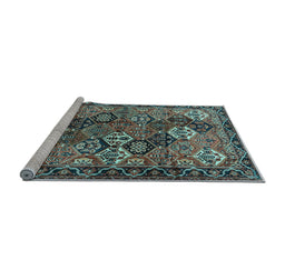Sideview of Machine Washable Persian Light Blue Traditional Rug, wshtr4328lblu