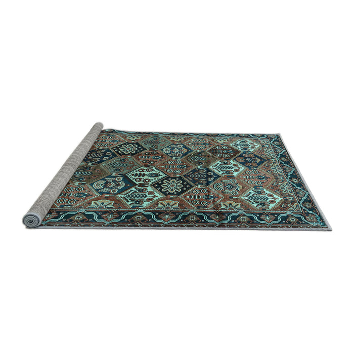 Sideview of Machine Washable Persian Light Blue Traditional Rug, wshtr4328lblu