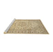 Sideview of Machine Washable Traditional Sun Yellow Rug, wshtr4329