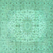 Square Medallion Turquoise Traditional Rug, tr4329turq