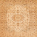 Serging Thickness of Medallion Orange Traditional Rug, tr4329org