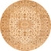 Machine Washable Medallion Orange Traditional Area Rugs, wshtr4329org