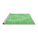 Sideview of Machine Washable Medallion Emerald Green Traditional Area Rugs, wshtr4329emgrn