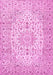 Machine Washable Medallion Pink Traditional Rug, wshtr4329pnk