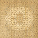 Square Machine Washable Medallion Brown Traditional Rug, wshtr4329brn