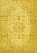 Machine Washable Medallion Yellow Traditional Rug, wshtr4329yw