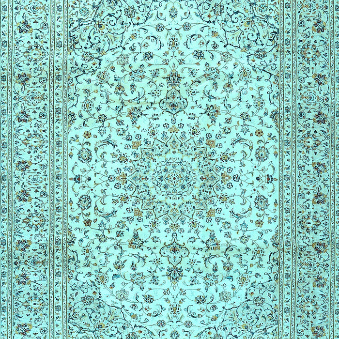 Machine Washable Medallion Light Blue Traditional Rug, wshtr4329lblu