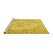 Sideview of Machine Washable Medallion Yellow Traditional Rug, wshtr4329yw