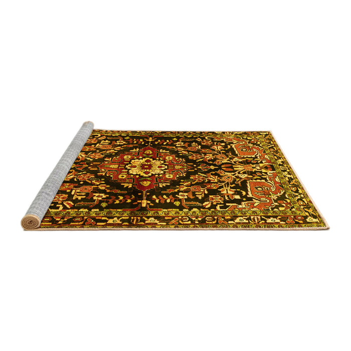 Sideview of Machine Washable Persian Yellow Traditional Rug, wshtr432yw