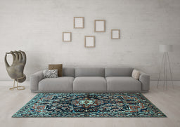 Machine Washable Persian Light Blue Traditional Rug in a Living Room, wshtr432lblu