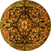 Round Machine Washable Persian Yellow Traditional Rug, wshtr432yw