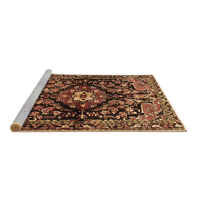Sideview of Machine Washable Persian Brown Traditional Rug, wshtr432brn