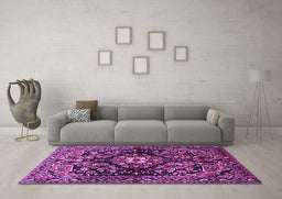 Machine Washable Persian Purple Traditional Area Rugs in a Living Room, wshtr432pur
