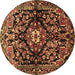 Round Machine Washable Persian Brown Traditional Rug, wshtr432brn