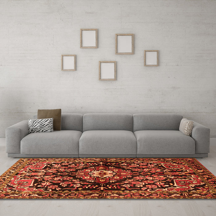 Machine Washable Persian Orange Traditional Area Rugs in a Living Room, wshtr432org