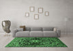 Machine Washable Persian Emerald Green Traditional Area Rugs in a Living Room,, wshtr432emgrn