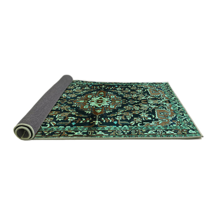 Sideview of Persian Turquoise Traditional Rug, tr432turq