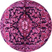 Round Machine Washable Persian Pink Traditional Rug, wshtr432pnk