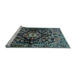Sideview of Machine Washable Persian Light Blue Traditional Rug, wshtr432lblu