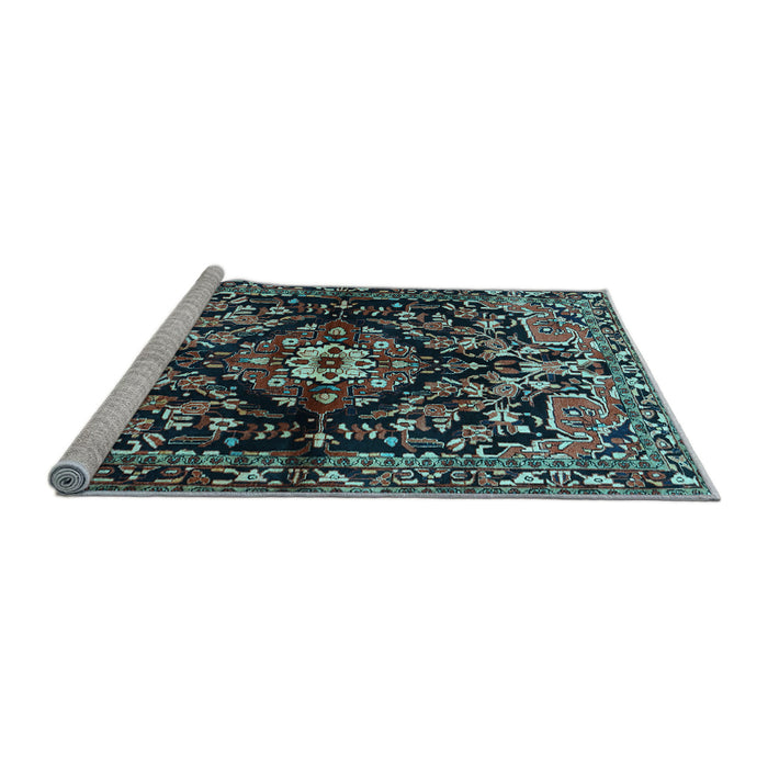 Sideview of Machine Washable Persian Light Blue Traditional Rug, wshtr432lblu