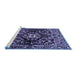 Sideview of Machine Washable Persian Blue Traditional Rug, wshtr432blu