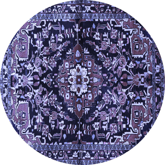 Round Persian Blue Traditional Rug, tr432blu