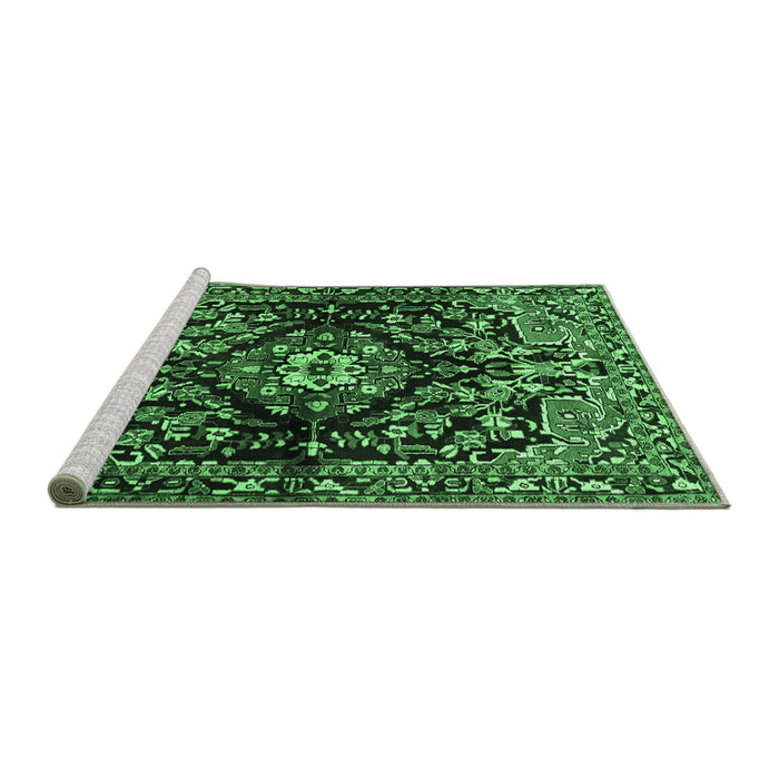 Sideview of Machine Washable Persian Emerald Green Traditional Area Rugs, wshtr432emgrn