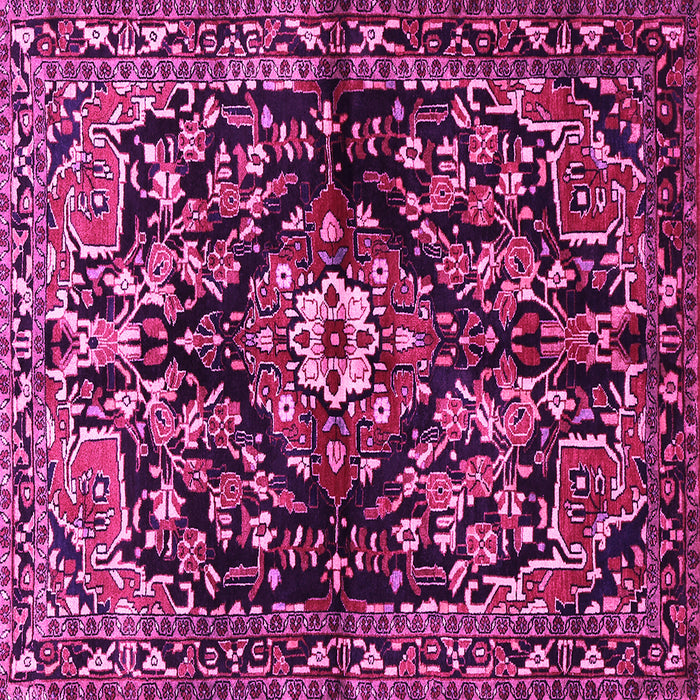 Square Machine Washable Persian Pink Traditional Rug, wshtr432pnk