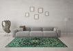 Machine Washable Persian Turquoise Traditional Area Rugs in a Living Room,, wshtr432turq