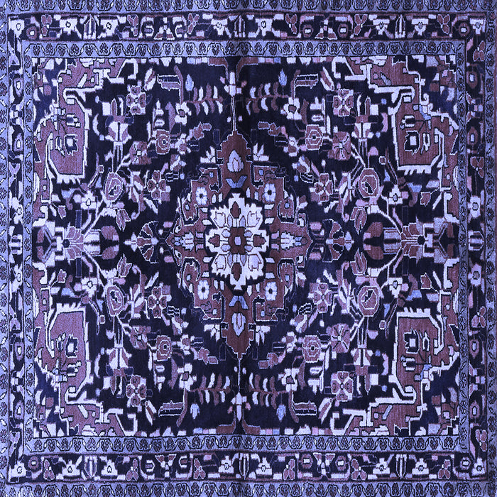 Square Machine Washable Persian Blue Traditional Rug, wshtr432blu