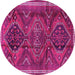 Round Machine Washable Persian Pink Traditional Rug, wshtr4330pnk