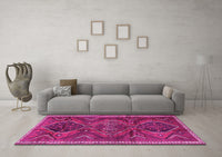 Machine Washable Persian Pink Traditional Rug, wshtr4330pnk