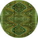 Square Persian Green Traditional Rug, tr4330grn